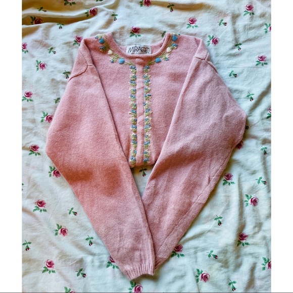 Vintage Cottagecore Embroidered Sweater - Picture 1 of 8